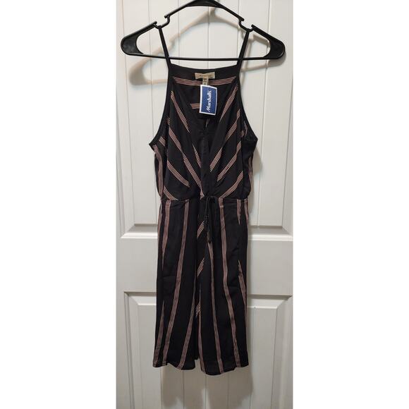 Monteau Women Dress Black Stripe Sleeveless Spaghetti Strap V-Neck Size M - Picture 1 of 6